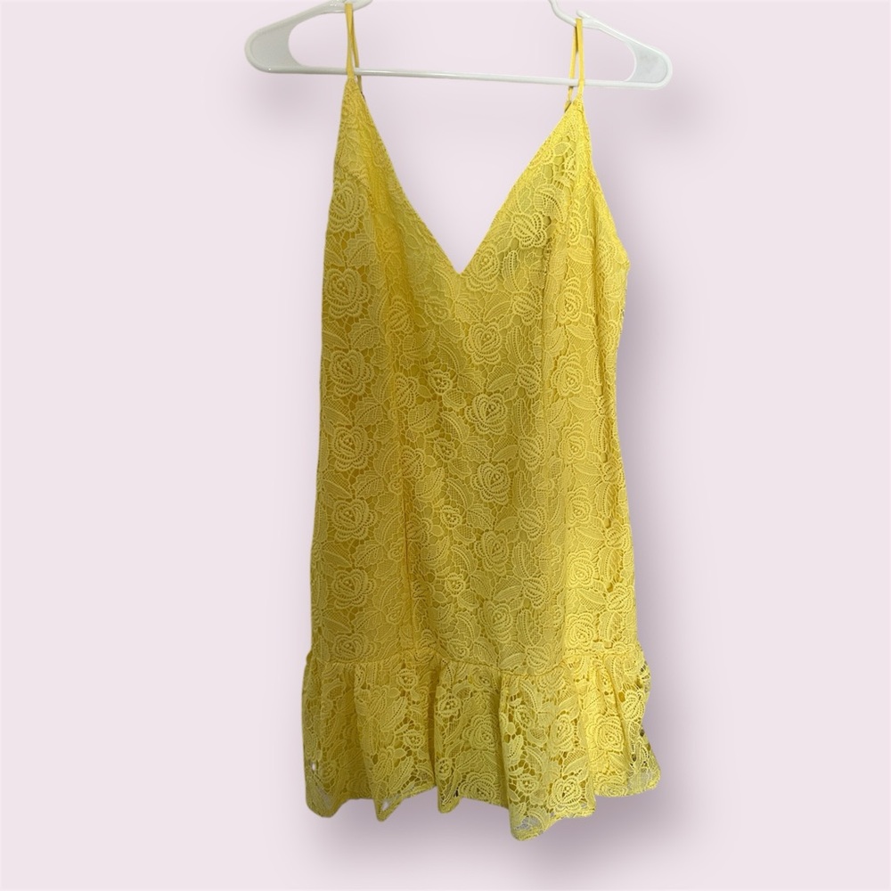 BB Dakota Yellow Lace Slip Dress